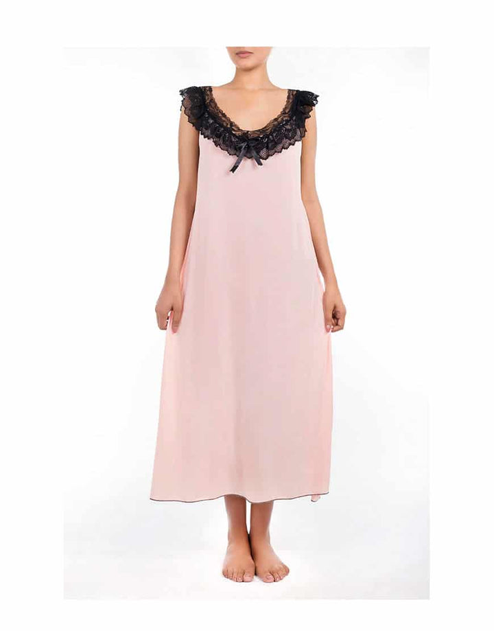 Losha Lace Neck full length nighty with thong
