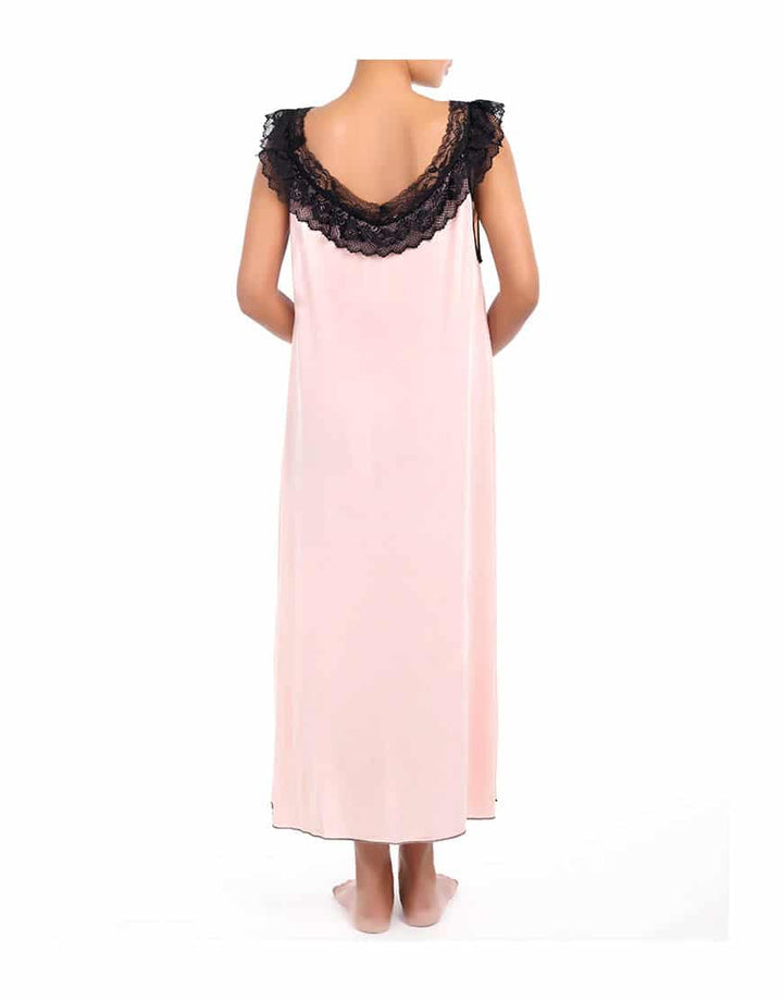 Losha Lace Neck full length nighty with thong