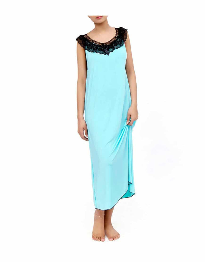 Losha Lace Neck full length nighty with thong