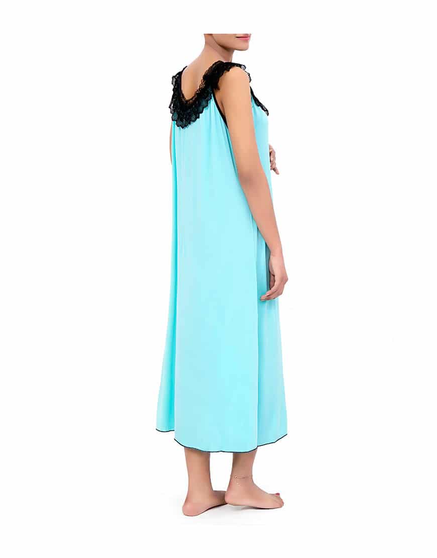 Losha Lace Neck full length nighty with thong