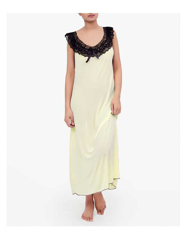 Losha Lace Neck full length nighty with thong