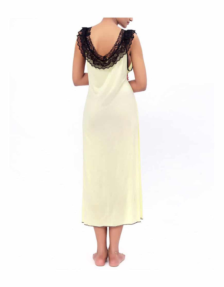 Losha Lace Neck full length nighty with thong