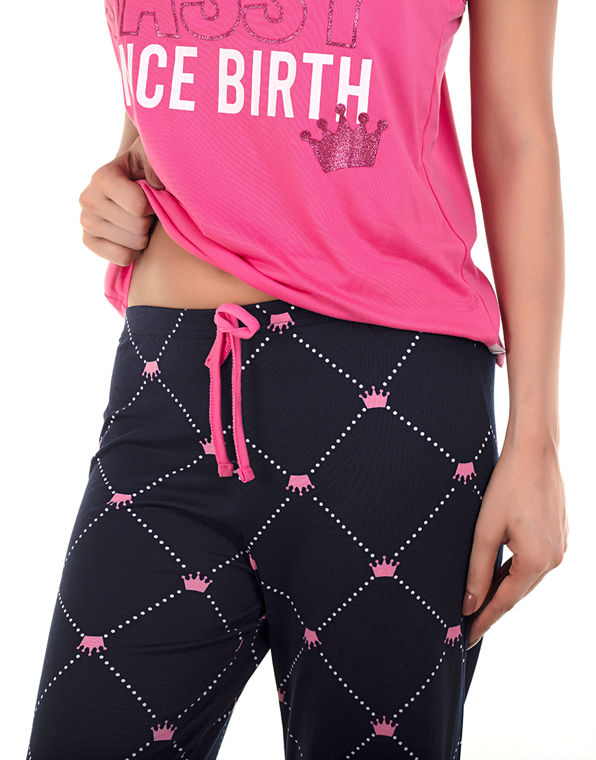 SASSY SINCE BIRTH TANK & CAPRI SET-PINK COSMO