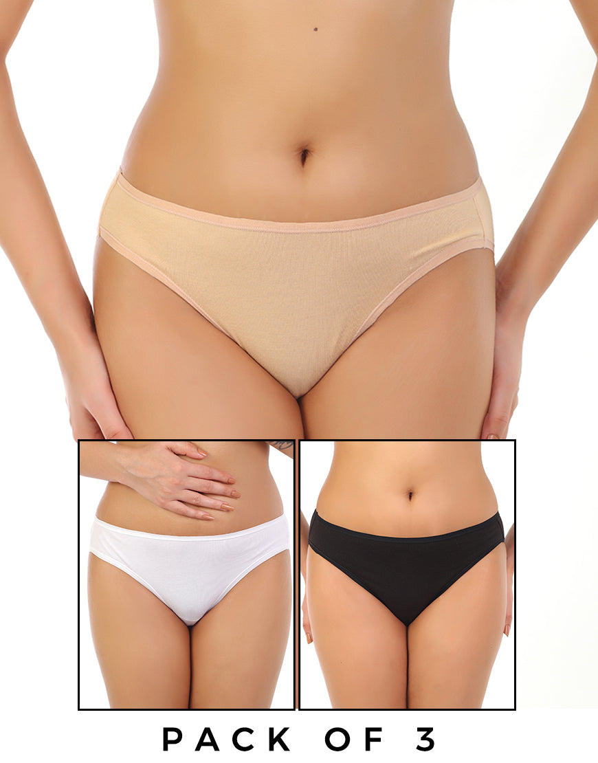 Losha super soft pack of 3 cotton Bikini briefs-Assorted