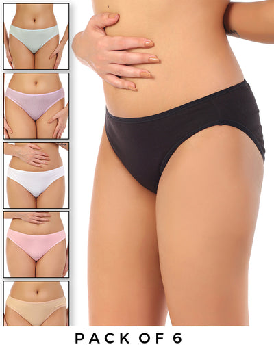 Losha super soft pack of 6 cotton Bikini briefs-Assorted