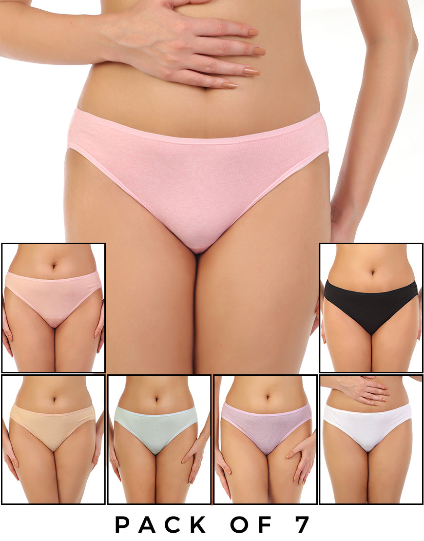Losha super soft pack of 7 cotton Bikini briefs-Assorted