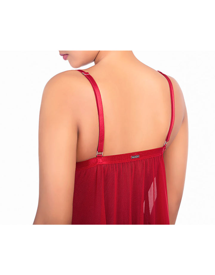 ROMANTIC TWO PIECE BABYDOLL SET-RED