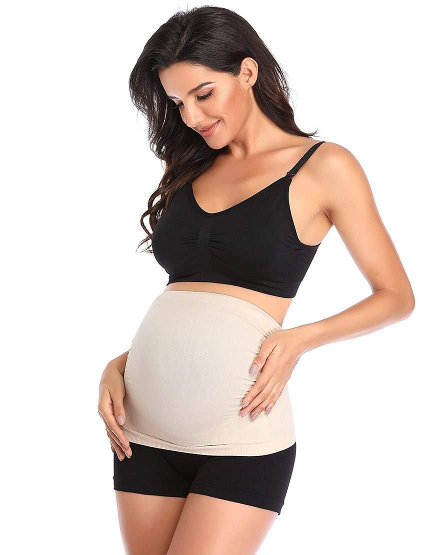 SEAMLESS MATERNITY BELLY SUPPORT WAIST BAND-NUDE