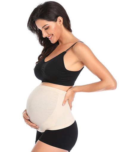SEAMLESS MATERNITY BELLY SUPPORT WAIST BAND-NUDE