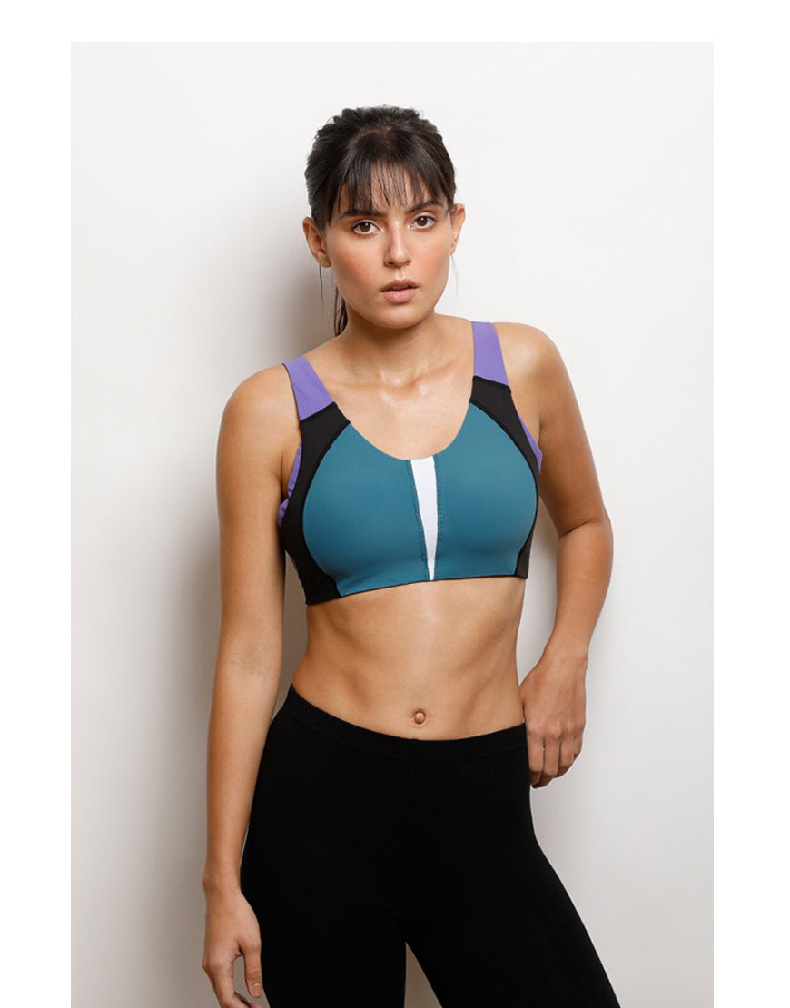 Medium Impact Sports Bra . Saxony Blue