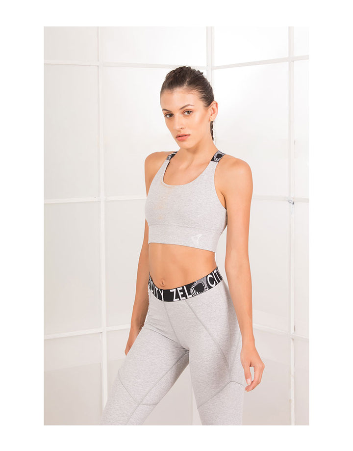 Losha Workout Crop Top Bra-Grey