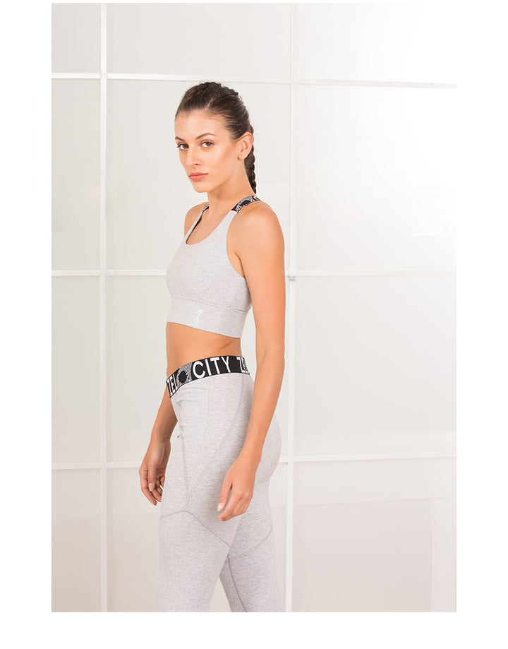 Losha Workout Crop Top Bra-Grey