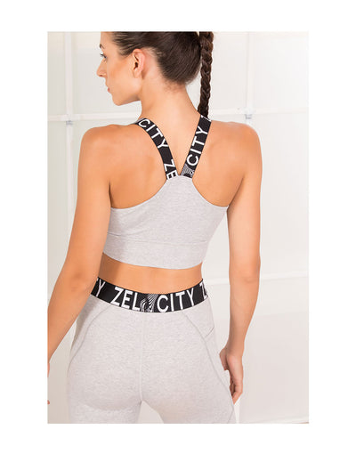 Losha Workout Crop Top Bra-Grey