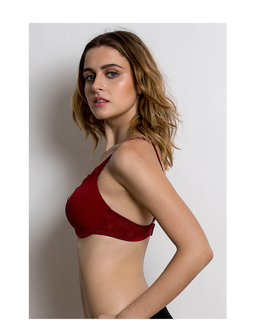 Lightly Padded Underwired T-Shirt Bra -Red