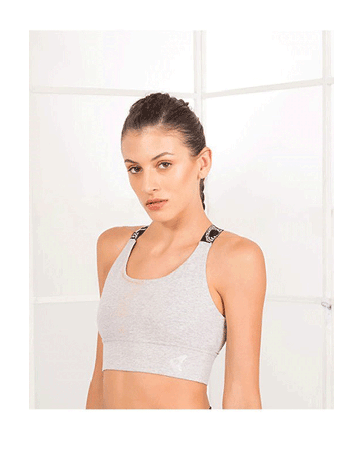 Losha Workout Crop Top Bra-Grey