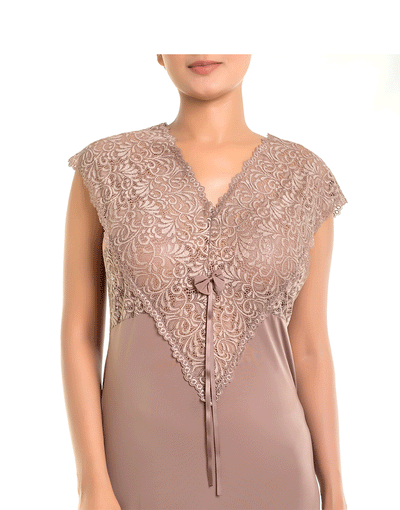 LOSHA 2 PIECE LACE BODICE LONG NIGHTY-BEIGE
