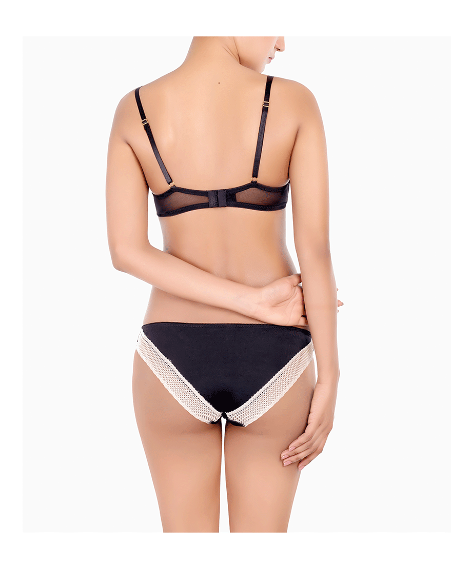 SHINY MICROFIBER, LACE BALCONETTE BRA SET